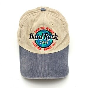 Hard Rock Cafe Barcelona Cap Hat Beige Blue Save Planet Love All Serve